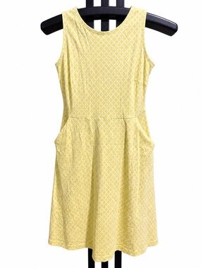 Sleeveless Yellow Patterned A-Line Dress